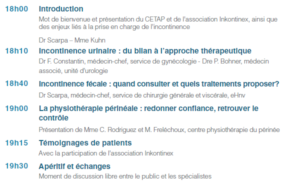 Programme conférence incontinence - janvier 2026